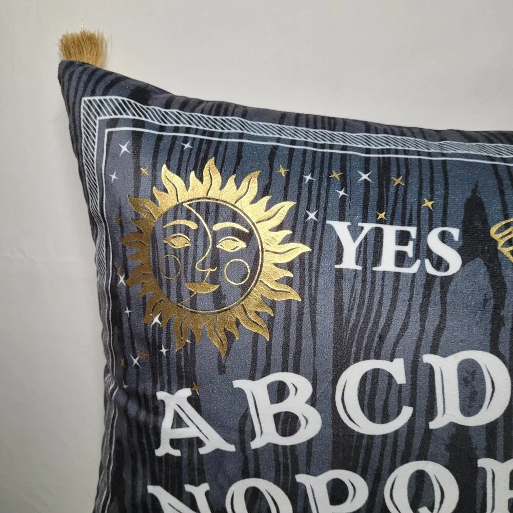 Cynthia Rowley Halloween Throw Pillow Ouija Board Black Gold Gothic Whimsigoth